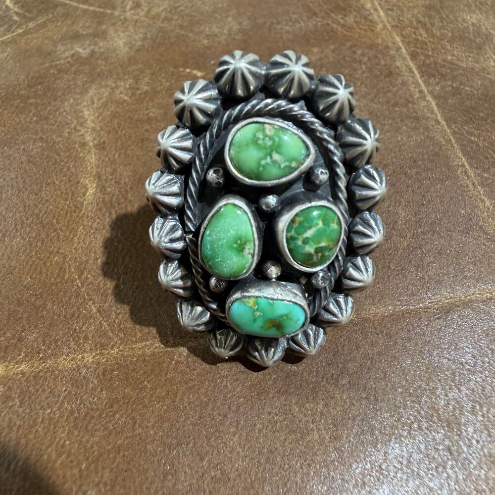 Turquoise and Sterling Silver Ring Size 7.5 by Adrienne Gordon Navajo jewelry